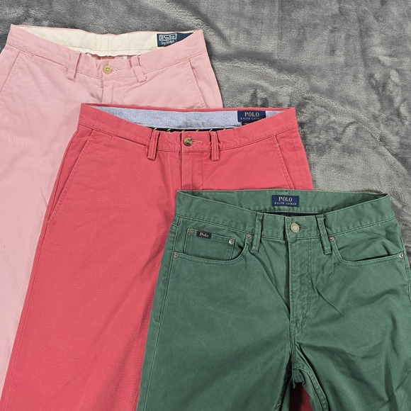 Lot of 3 Polo Ralph Lauren Khaki Chino Pants Mens 30x30 Casual Preppy Colorful - Picture 1 of 16